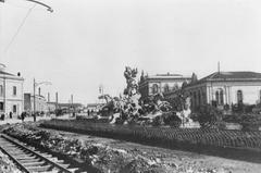Historical tram line under repair near Catania central station between 1906 and 1907