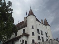 Closeup view of Nyon Castle in Switzerland