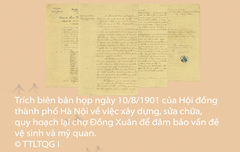 Historic document related to renovation and expansion of Đồng Xuân Market in Hanoi under French administration