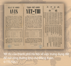 Historical municipal notice about land requisition for Đồng Xuân Market expansion in Hanoi, 1923