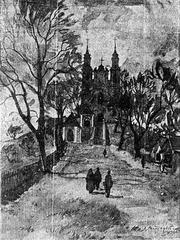Kalvaryja Church of the Holy Cross in Vilnia, 1926 black and white photo