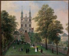Historic painting of Vilnius, Kalvarija by J. Chrucki from 1844-49