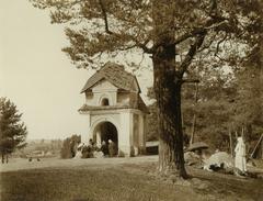 Historic chapel in Kalvaryja, Vilnia, detailed 1896 artwork