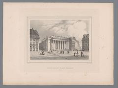 Lithographic print of Théâtre Graslin opera house and square in Nantes, France, 1833-1835