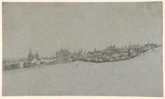View of Brussels from the South with Halle Gate at center, landscape sketch
