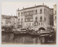 Historic Hotel Royal Danieli at Palazzo Dandolo with boats on the Riva degli Schiavoni in Venice
