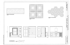Historic bathroom architectural drawing at Sampson-Nalle House in Austin Texas
