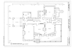 Architectural ground floor plan of Sampson-Nalle House at 1003 Rio Grande Street, Austin, Texas