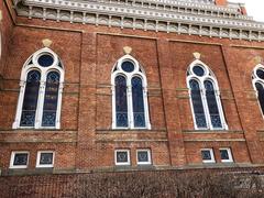 Downtown Cincinnati cityscape with Issac M. Wise Plum Street Temple in view