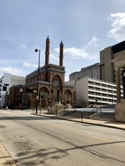 Downtown Cincinnati Ohio skyline with Plum Street Temple