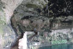 Cenote Zaci natural sinkhole with clear water surrounded by greenery and rocky walls