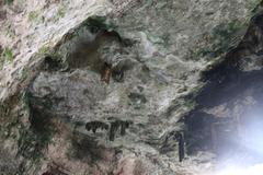 Cenote Zaci crystal clear blue water surrounded by rocky cliffs and green vegetation