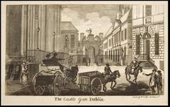 Historic Castle Gate in Dublin captured by William Allen between 1786 and 1820