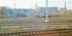 Budapest Hatvan railway line in Budapest section in March 2024