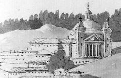 Historic view of Vilnia Antokal with the Church of Jesus and Trinitarian Monastery