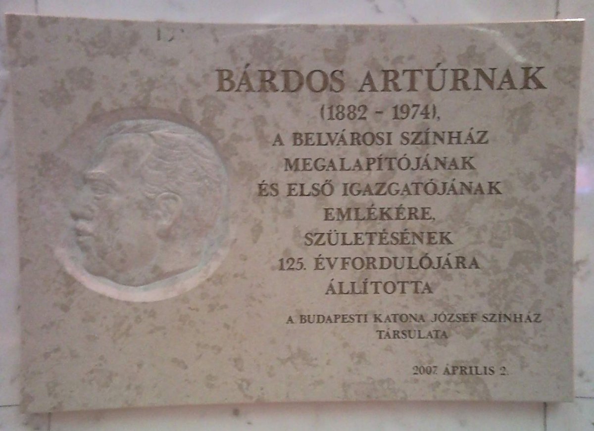 Artúr Bárdos commemorative plaque in Katona József Theatre Budapest