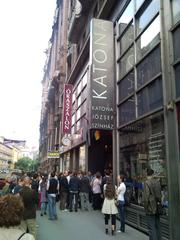 Exterior entrance of Katona József Theatre in Budapest before a performance