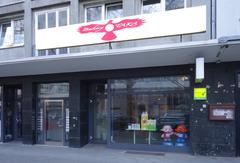 Bakery Taka storefront at Immermannstraße 36 in Düsseldorf with display windows showing baked goods
