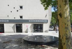 Street corner with new fountain at Immermannstrasse and Klosterstrasse, Düsseldorf, July 2018