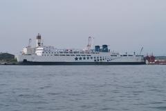 Car ferry Galaxia docked at Hiroshima Port for Busan route operated by Camseok Ferry
