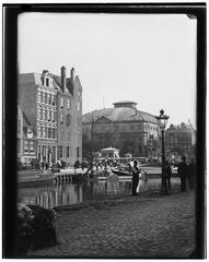 Historic view of Achtergracht 43-45 with Amstelsluizen, Amstel River and Theater Carré in Amsterdam, 1890