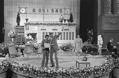Kees van Kooten and Wim de Bie at Aktie Bisschop Bekkers event in Carré van Mies Bouwman, Amsterdam, 1969