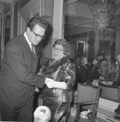 Heintje Davids and Johnny Jordaan at Henriette Davids' 75th birthday celebration in theater Carré Amsterdam, February 15, 1963