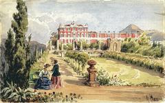 Watercolor painting of La Villa Arson by Alexis Mossa