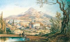 Le Monastère et la Villa Arson in Saint-Barthélémy watercolor painting 1855 by Jacques Guiaud