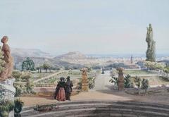 Watercolor painting of Villa Arson Gardens by Urbain Garin de Cocconato