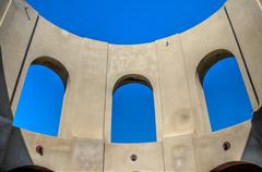 Arched openings at the top of Coit Tower in San Francisco
