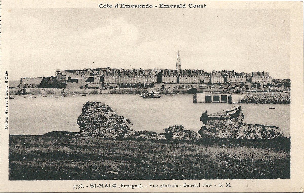 Historical view of Côte d'Émeraude in Brittany, France, around 1920 showing coastal landscape and architecture