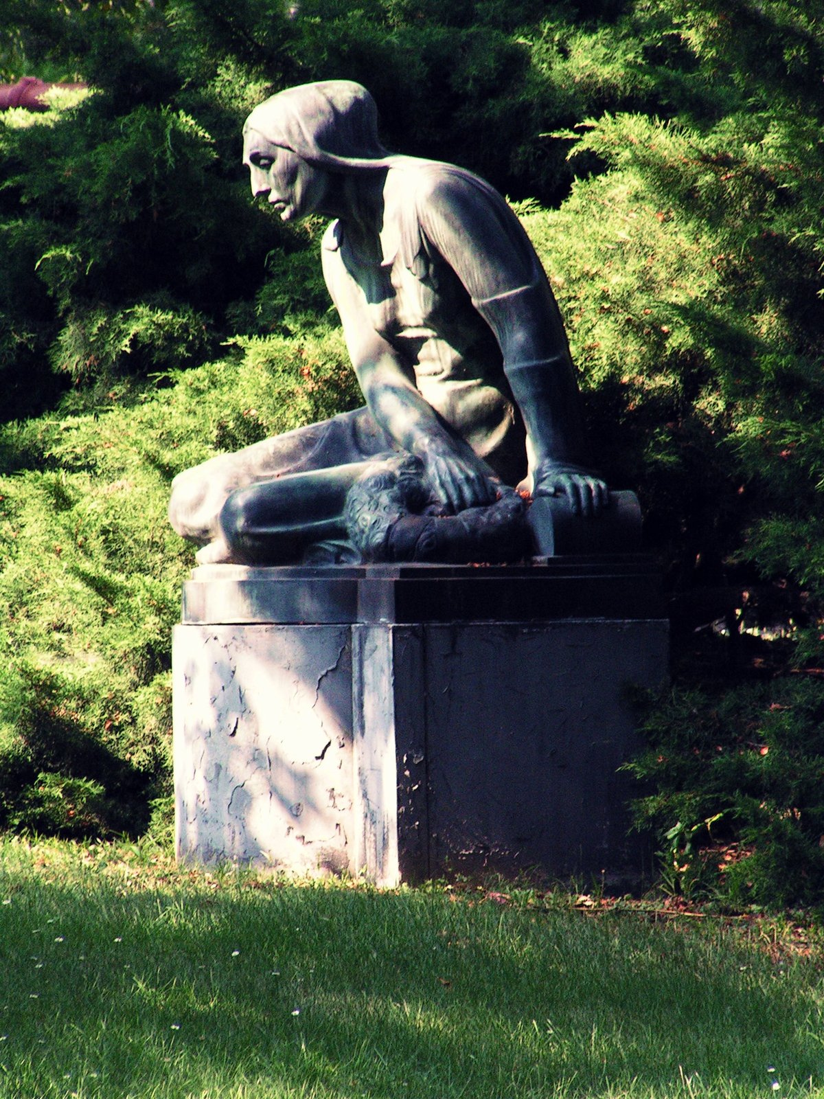 Sculpture in Central Cemetery Meadow in Brno
