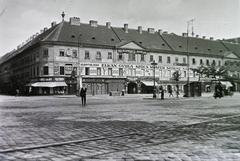 View of Károly körút street with Király utca to the left and Orczy-ház building