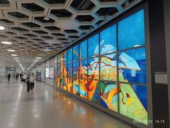 Interior artwork at Shenzhen BaoAn District Metro Airport Terminal 3 Station concourse April 2024