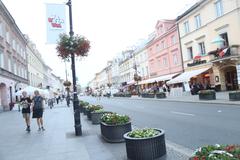 Panoramic view of Warsaw cityscape with modern buildings during August 2018