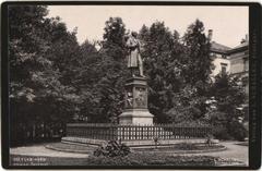 Uhland Monument in Tübingen, historic black and white photo by Ludwig Schaller 1896