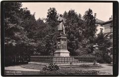 Uhland Monument in Tübingen with group photo from 1896