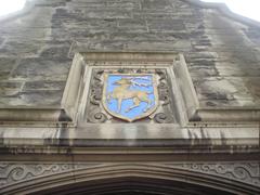 Personal arms of John Strachan, founder of Trinity College and Bishop of Toronto, displayed at Trinity College dining hall entrance
