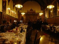 Students leaving the annual Christmas dinner at Strachan Hall