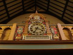 Clock over the main entrance to Strachan Hall at Trinity College Toronto