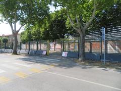 Exterior view of Curva Est section at Romeo Neri Stadium in Rimini in August 2024