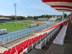 Romeo Neri Stadium in Rimini viewed from the central stands in August 2024 with Gradinata sector on the left and guest stands in the background