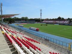 Interior view of Stadio Romeo Neri in Rimini from the west side stand in August 2024