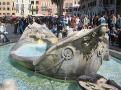 Fountain called Barcaccia located at the foot of Spanish Steps in Rome