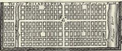Detail of 1687 Thomas Holme map showing Philadelphia plan with Centre Square Friends Meeting House
