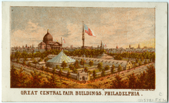 Great Central Fair Buildings in Philadelphia during 1863 held in Logan Square