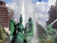 Swann Memorial Fountain sculpture in the center of Logan Circle, Philadelphia.