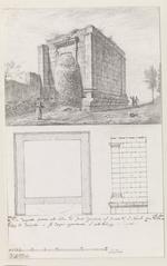 Drawing of a small temple possibly Oratorio di Falaride on the site of the legendary palace of tyrant Phalaris, with floor plan and elevation