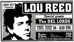 Lou Reed concert advertisement 1986